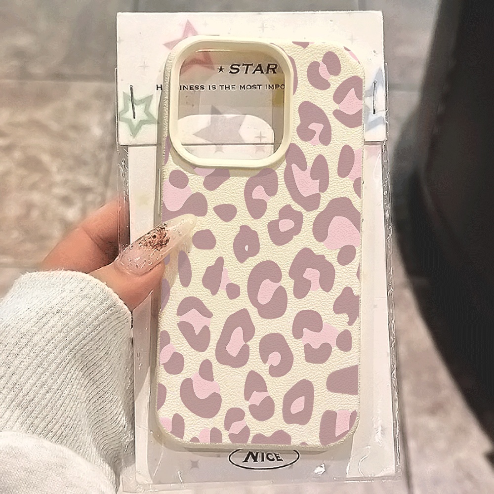 Apple Iphone 15 Pro Max - غطاء هاتف بنمط الفهد باللون الأرجواني