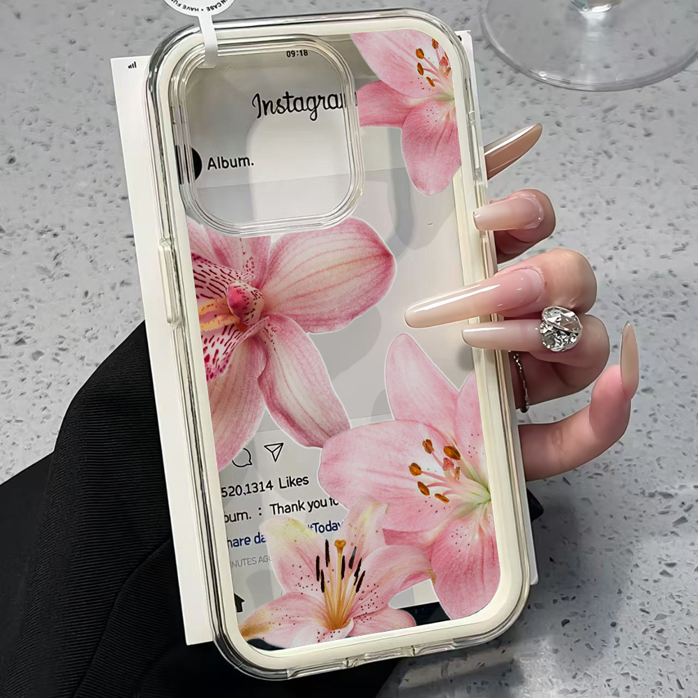 Xo Phone Accessories - غطاء هاتف شفاف بتصميم زهرة الزنبق