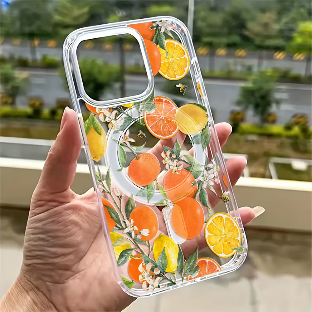 Magnetic Phone Case - غطاء هاتف صيفي بتصميم الليمون لأجهزة
