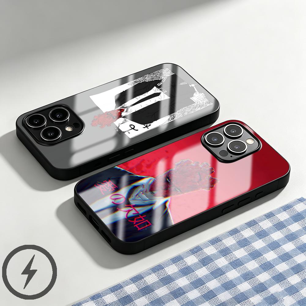Magnetic Phone Case - جراب هاتف أنمي دوروهيدورو زجاجي مغناطيسي