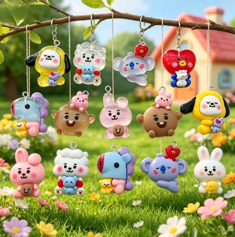 7 قطع من إكسسوارات BT21 الكرتو - مراجعة Phone Accessories Diy وسعره